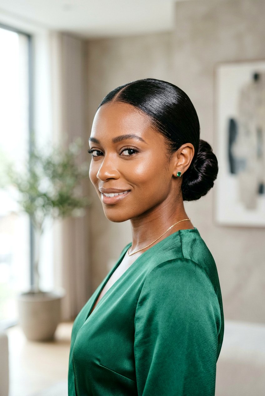 Sleek Low Bun - 20 mother of the bride long hairstyles - 20 mother of the bride long hairstyles