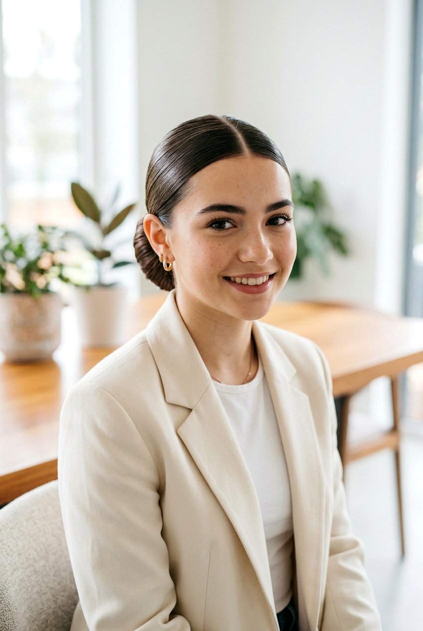 Sleek Low Bun - 20 quick bun hairstyle for teenage girls - 20 quick bun hairstyle for teenage girls