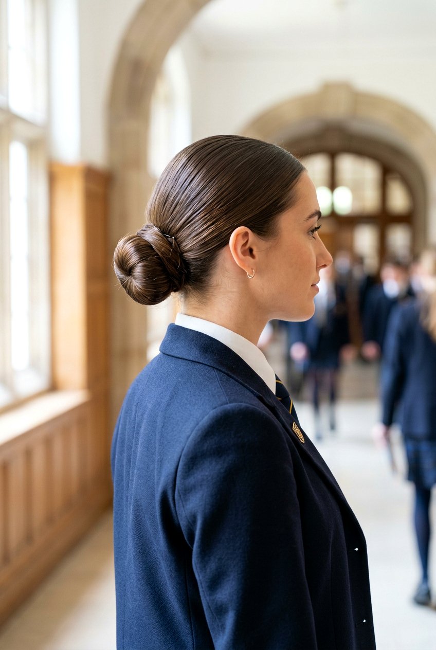 Sleek Low Bun - 20 school hairstyle with low bun - 20 school hairstyle with low bun