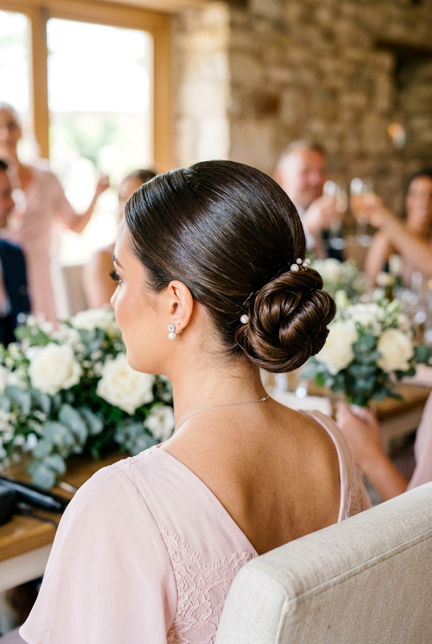 Sleek Low Bun - 20 bridesmaid updo hairstyles - 20 bridesmaid updo hairstyles