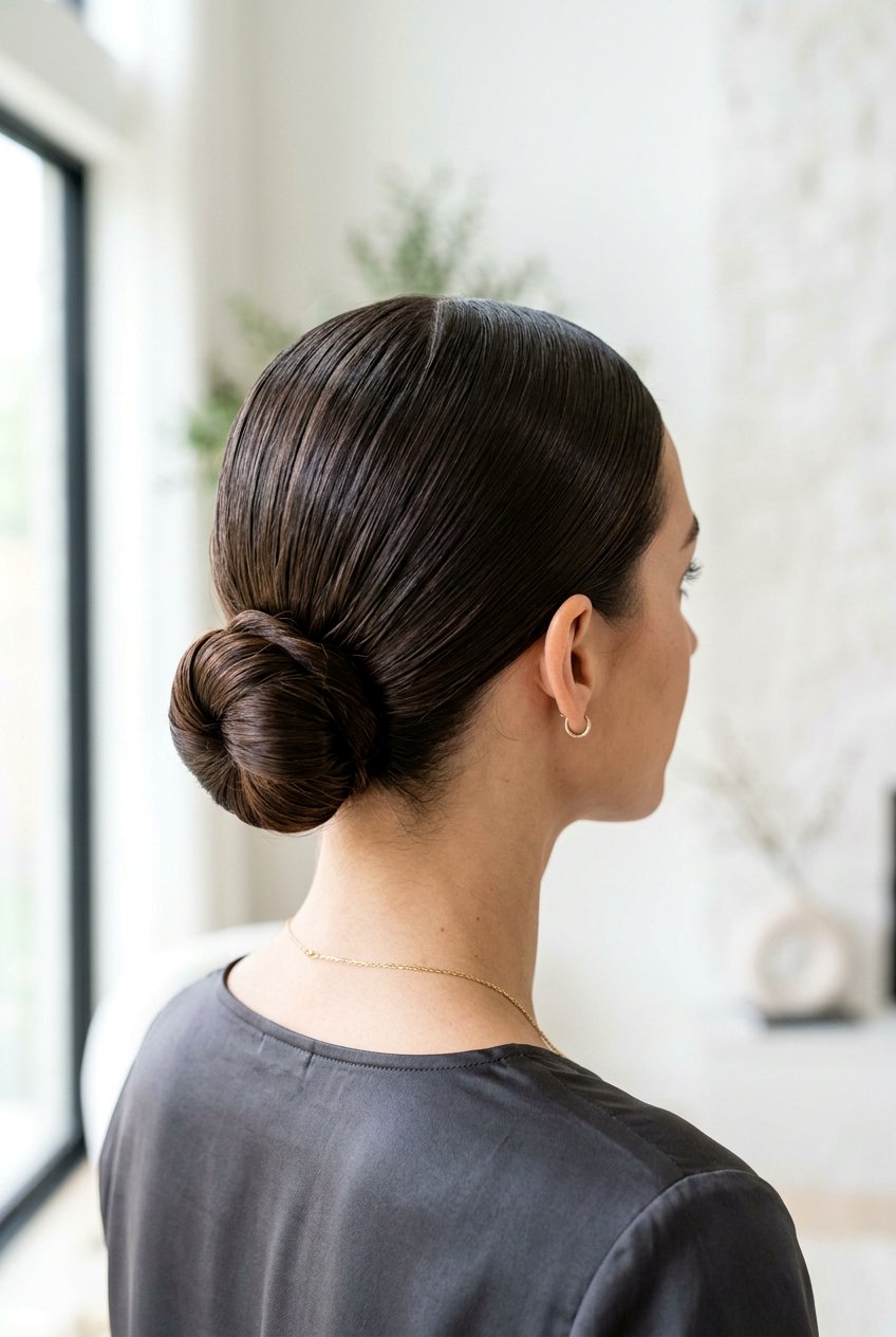 Sleek Low Bun - 20 romantic hairstyles for weddings - 20 romantic hairstyles for weddings