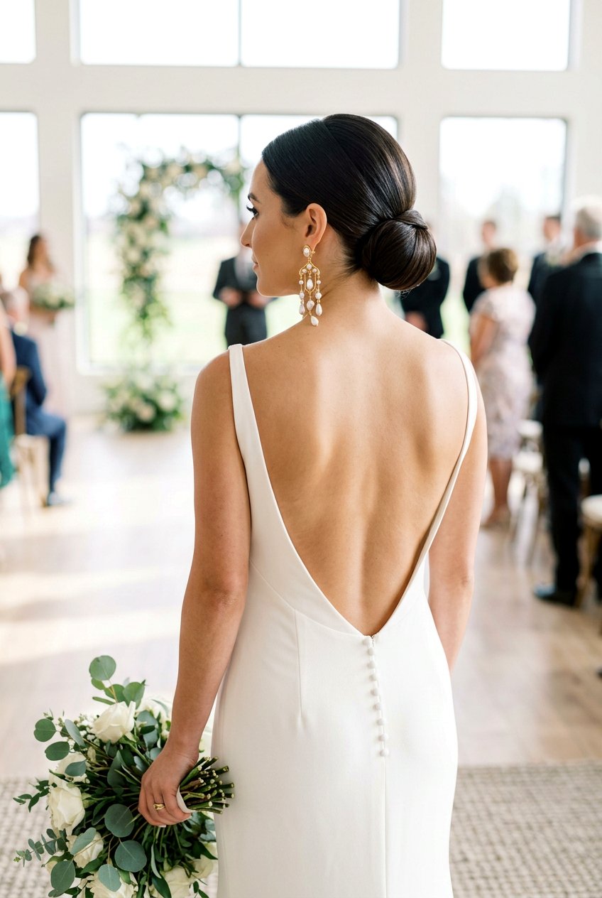 Sleek Low Bun - 20 bridal hairstyle with side part - 20 bridal hairstyle with side part