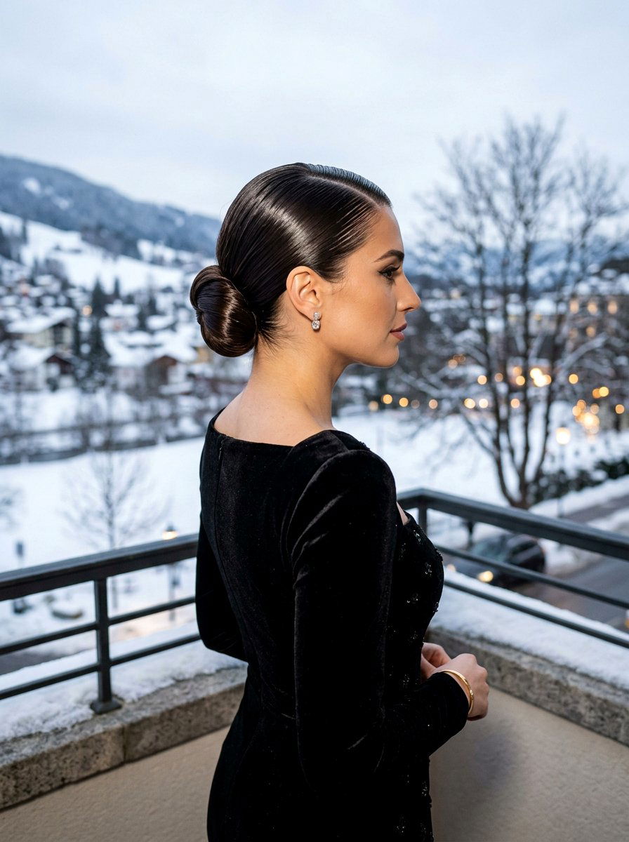 Sleek Low Bun - 20 date night hairstyle with low bun - 20 date night hairstyle with low bun