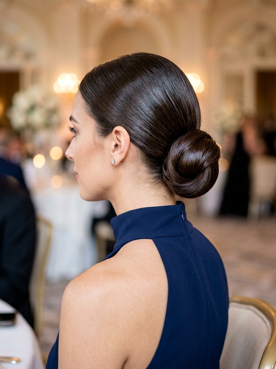 Sleek Low Bun - 20 elegant haircut for wedding guest women - 20 elegant haircut for wedding guest women