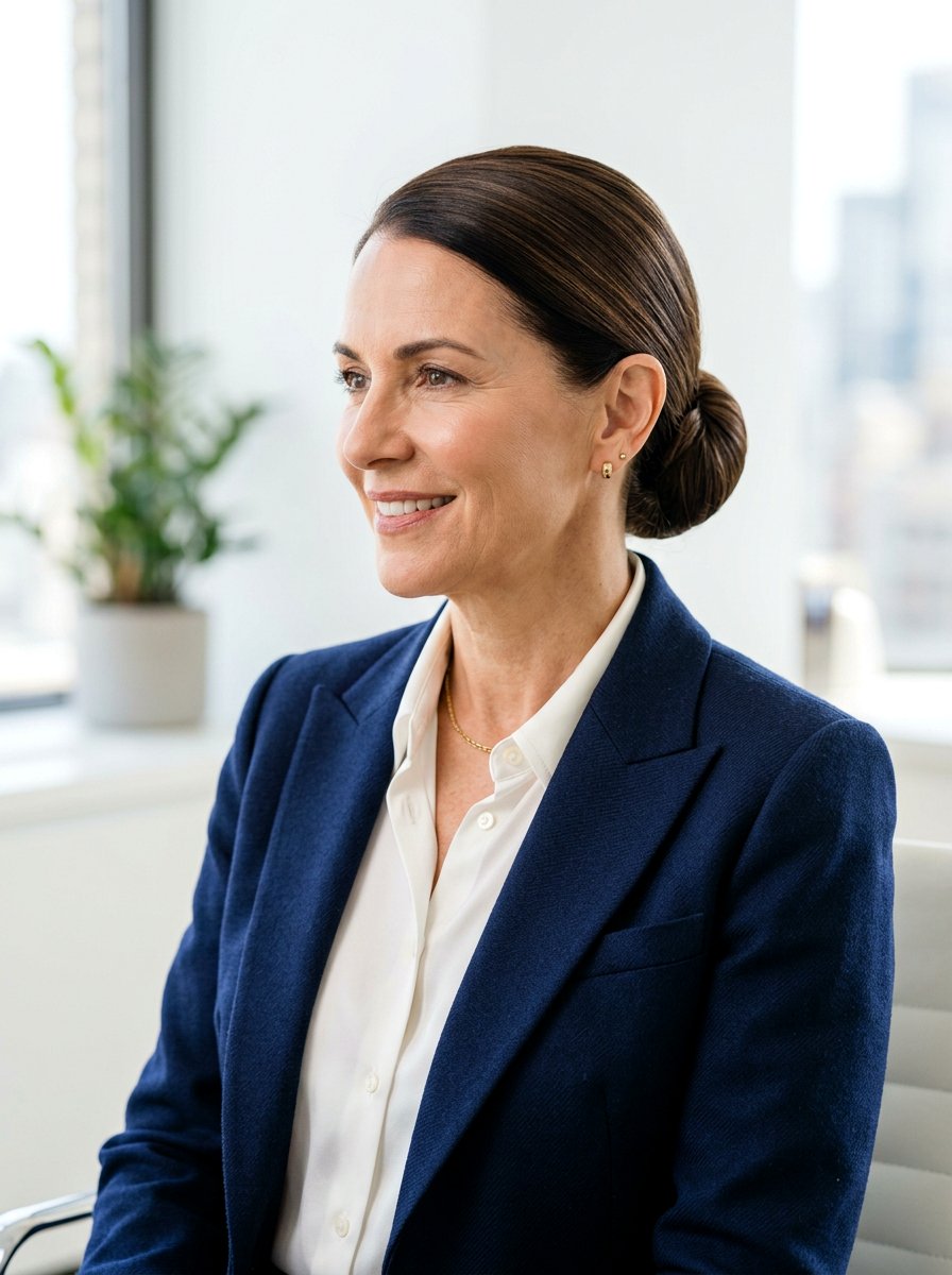 Sleek Low Bun - 20 interview hairstyle for mature women - 20 interview hairstyle for mature women