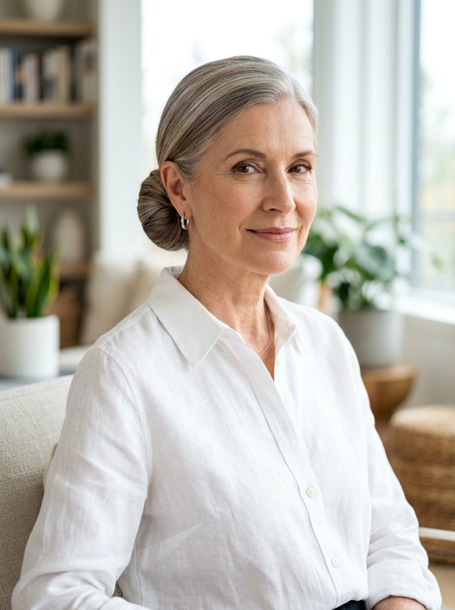 Sleek Low Bun - 20 older women office hair ideas - 20 older women office hair ideas