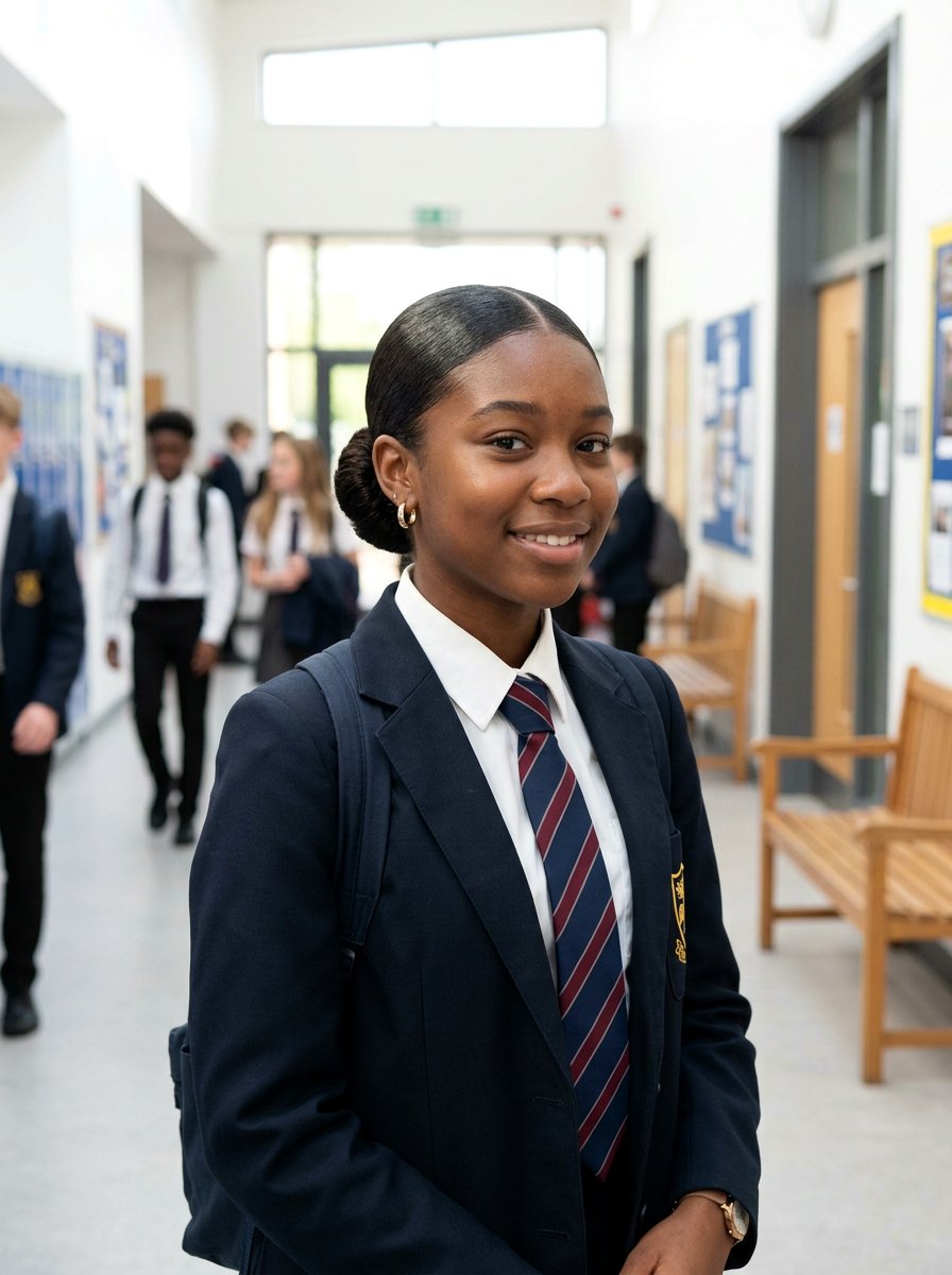 Sleek Low Bun - 20 school bun styles for black girls - 20 school bun styles for black girls