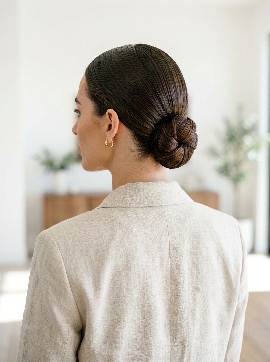 Sleek Low Bun - 20 simple hairstyle for beach trip - 20 simple hairstyle for beach trip