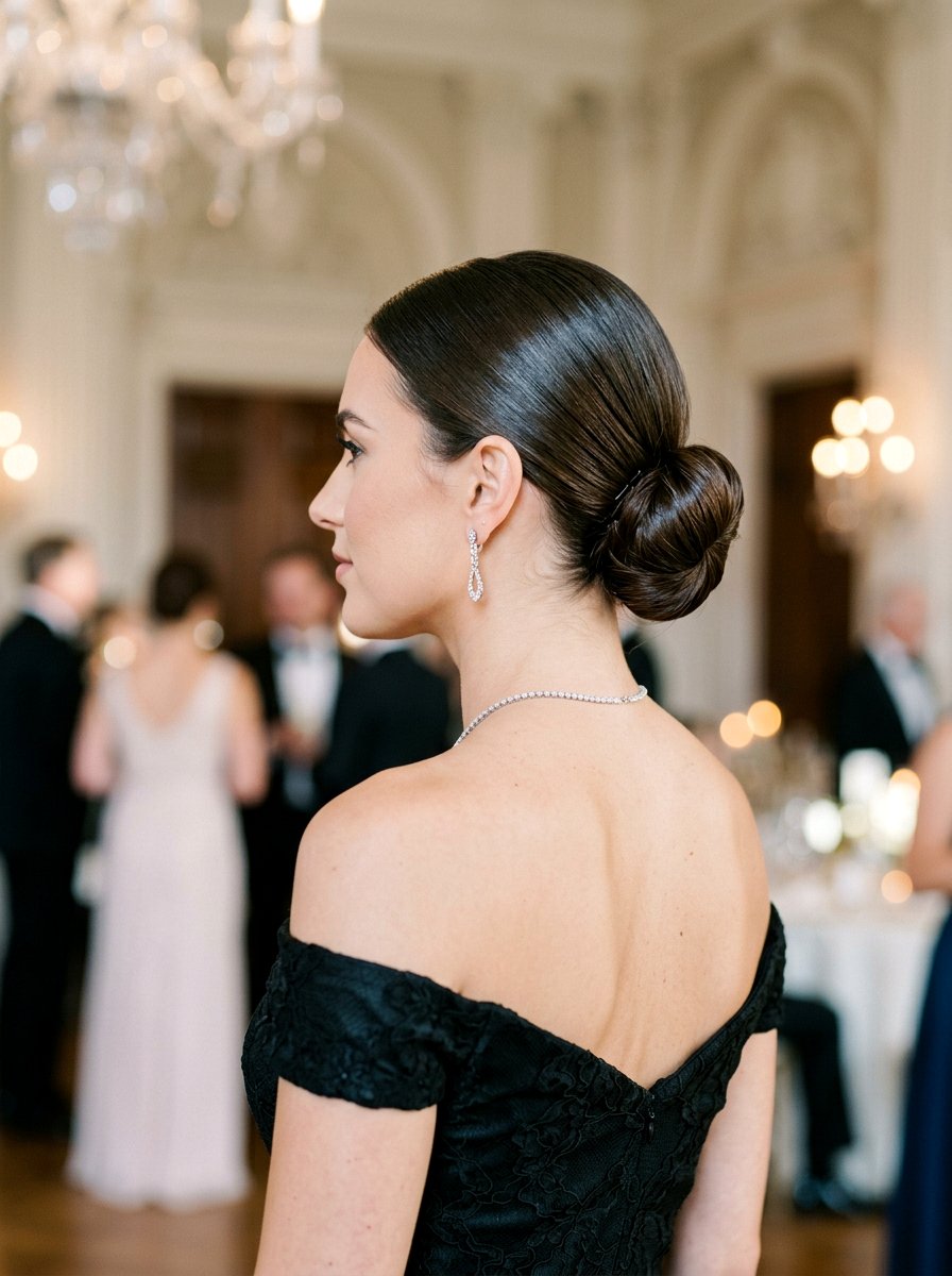 Sleek Low Bun - 20 sleek hairstyle for prom night - 20 sleek hairstyle for prom night