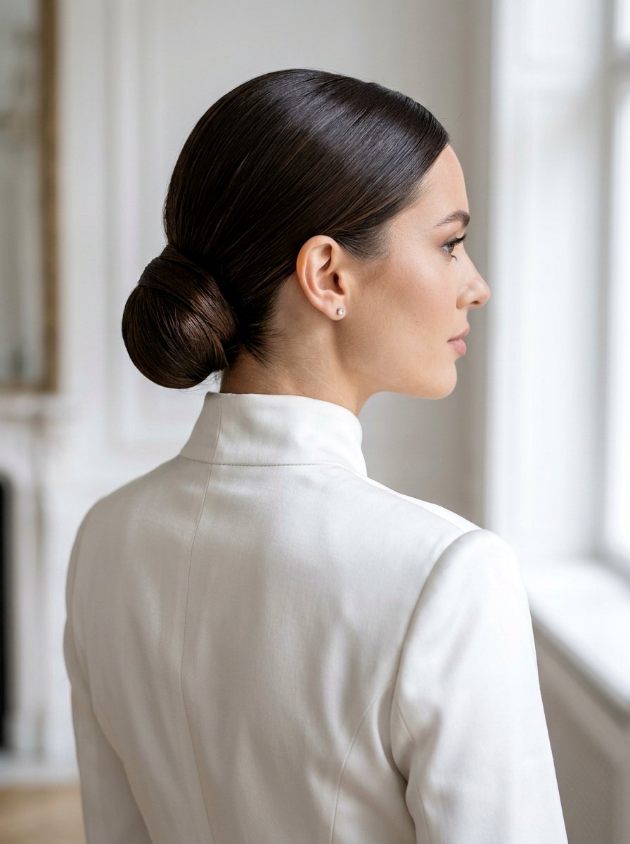 Sleek Low Bun - 20 wedding hairstyles for courthouse ceremony - 20 wedding hairstyles for courthouse ceremony