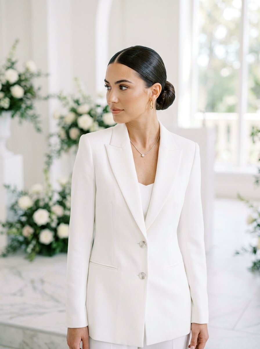 Sleek Low Bun - 20 wedding hairstyles for elopement