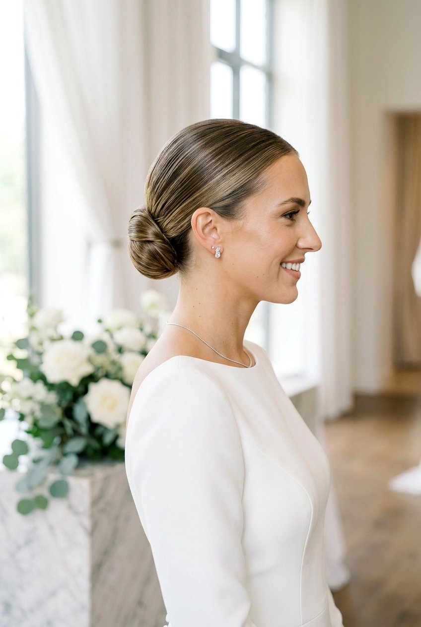 Sleek Low Bun Bridal Updo - 20 romantic bridal updo - 20 romantic bridal updo
