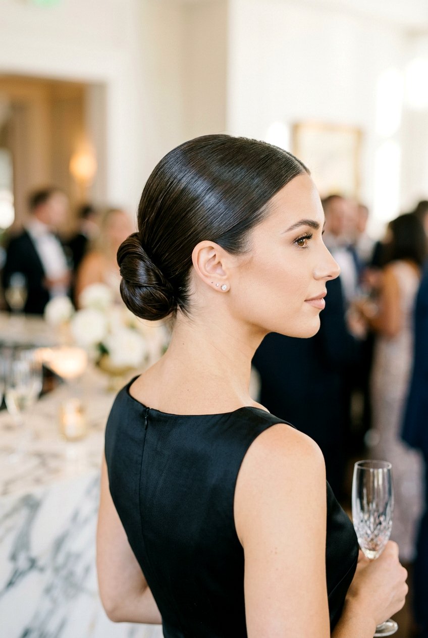 Sleek Low Bun Cocktail Hairstyle - 20 cocktail party hairstyles - 20 cocktail party hairstyles
