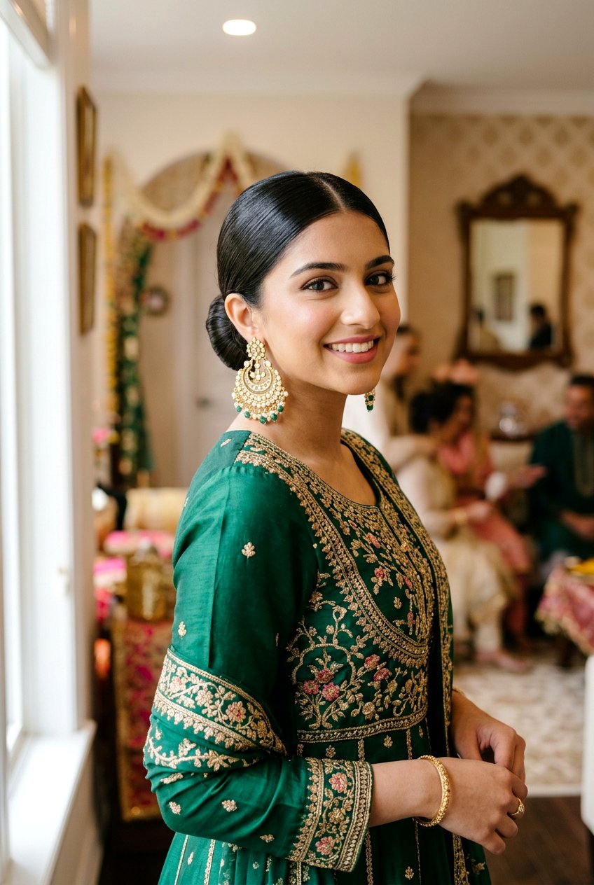 Sleek Low Bun For Eid - 20 eid hairstyles for girls - 20 eid hairstyles for girls