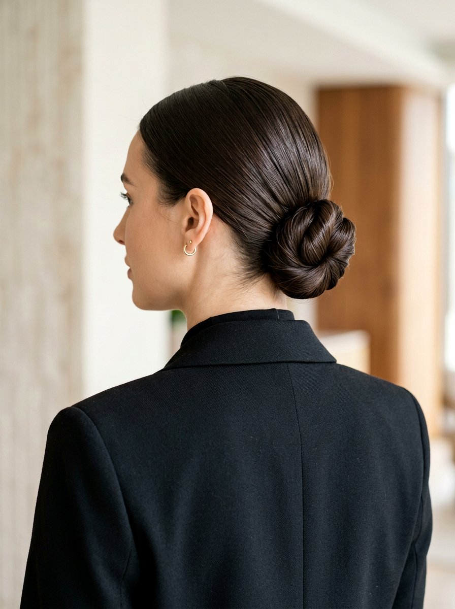 Sleek Low Bun For Fine Hair - 20 office hairstyle for fine limp hair - 20 office hairstyle for fine limp hair