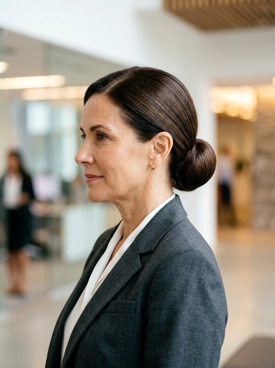 Sleek Low Bun For Mature Women - 20 short updo hairstyle for older women - 20 short updo hairstyle for older women