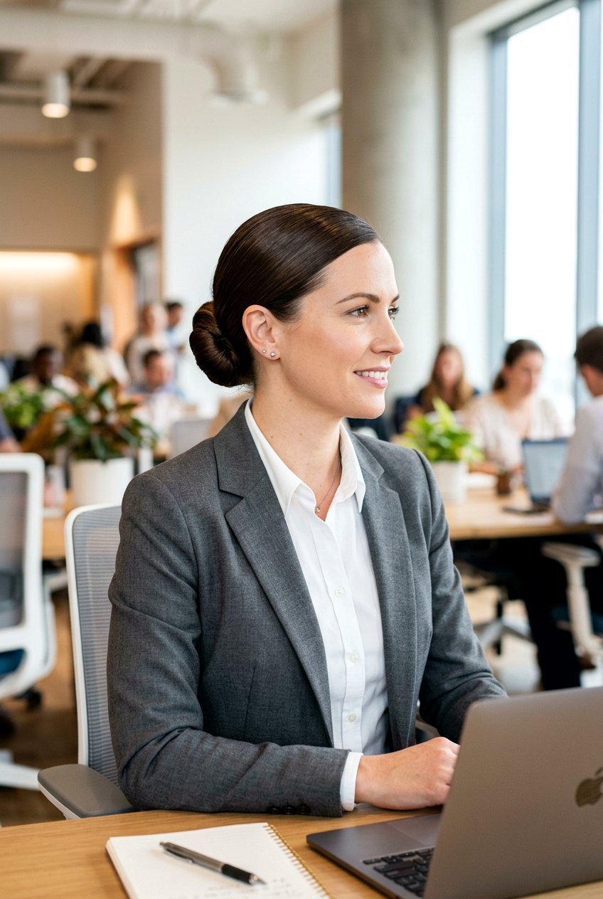 Sleek Low Bun For The Office - 20 mature women office hairstyle ideas - 20 mature women office hairstyle ideas