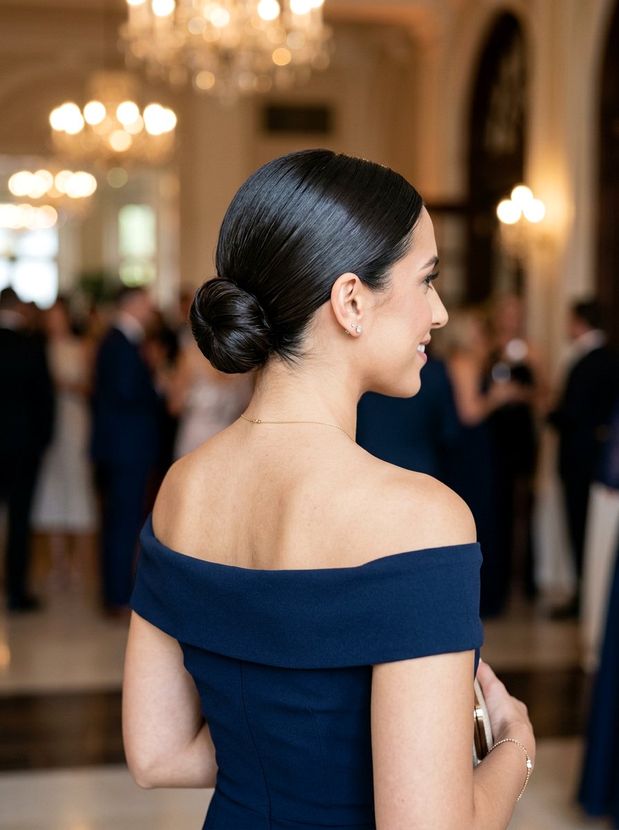 Sleek Low Bun New Year Hairstyle - 20 new year party hairstyles - 20 new year party hairstyles