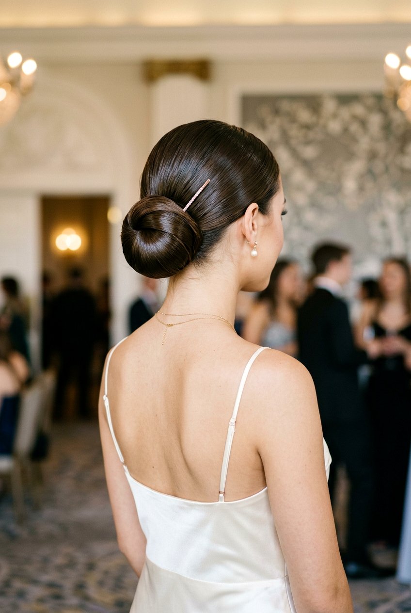 Sleek Low Bun Updo for Prom - 20 senior prom bun hairstyle - 20 senior prom bun hairstyle
