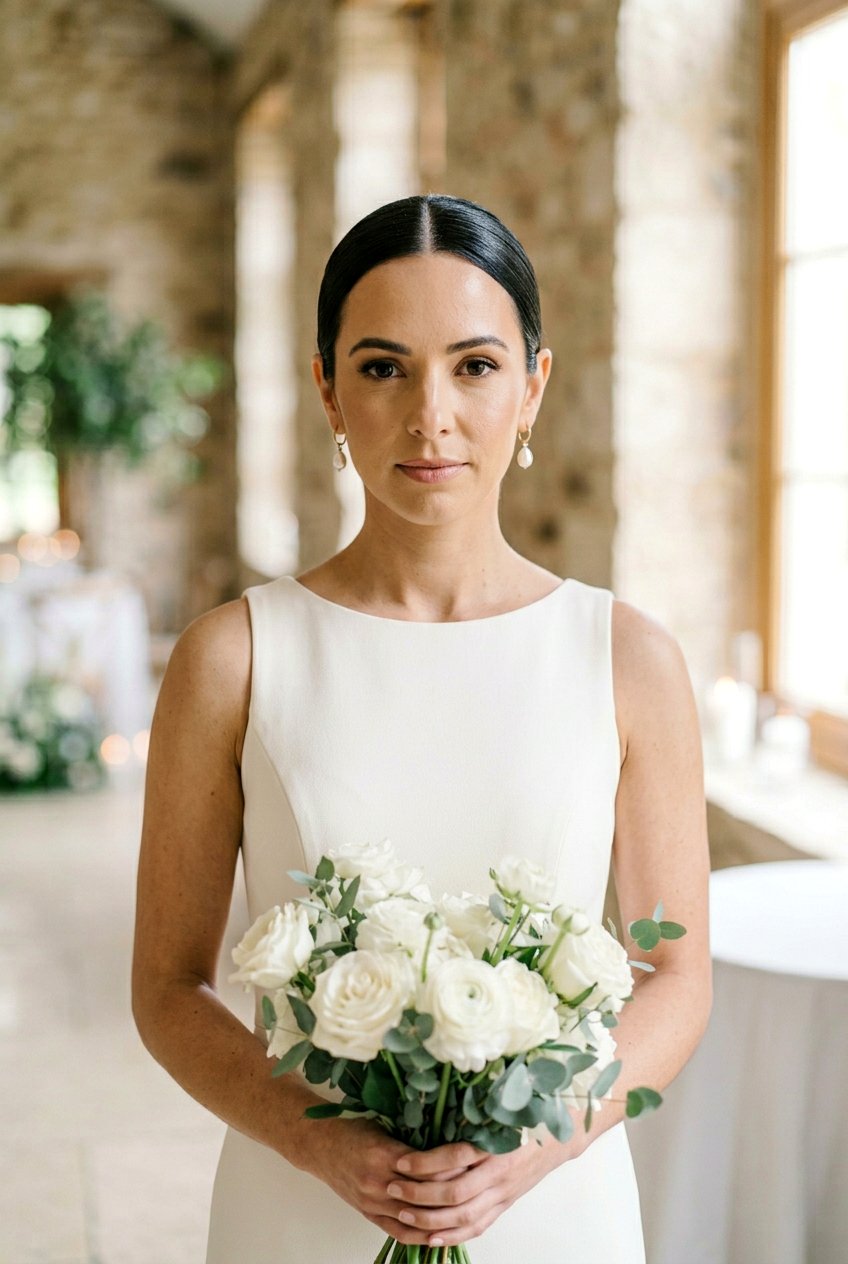 Sleek Low Bun Wedding Hair - 20 wedding season hairstyles - 20 wedding season hairstyles