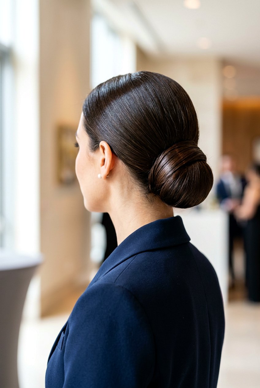 Sleek Low Bun With Hair Wrapped Base - 20 clean girl slick bun - 20 clean girl slick bun