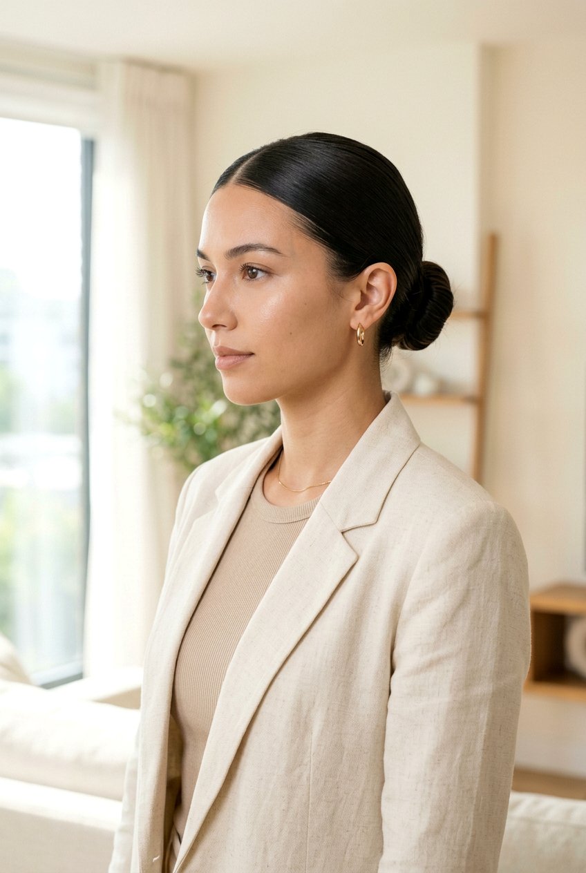 Sleek Low Bun With Minimalist Look - 20 clean girl slick bun - 20 clean girl slick bun