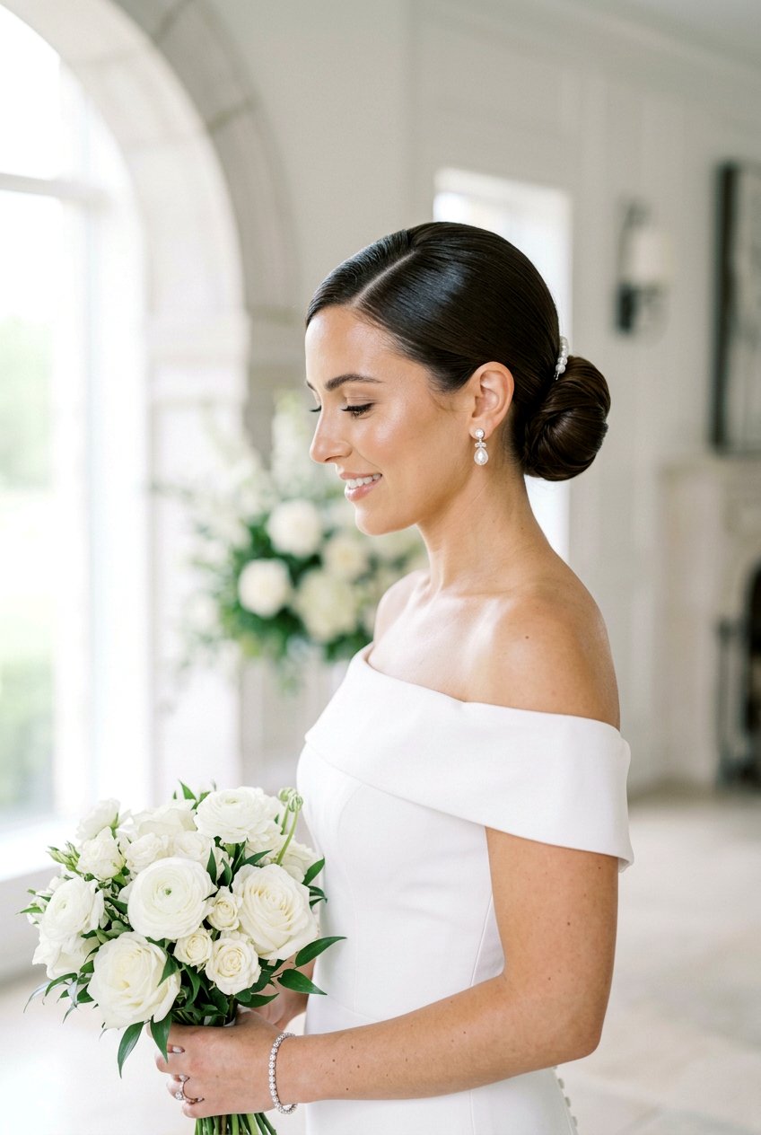 Sleek Low Bun With Side Part - 20 bridal sleek bun with side part - 20 bridal sleek bun with side part