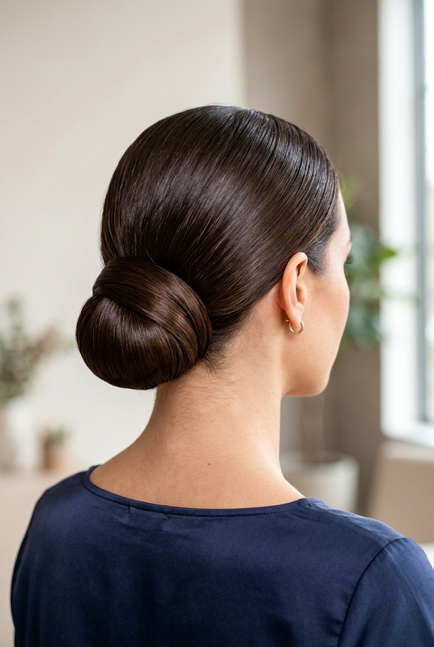Sleek Low Bun With Wrapped Hair Detail - 20 bridal hairstyle with low sleek bun - 20 bridal hairstyle with low sleek bun
