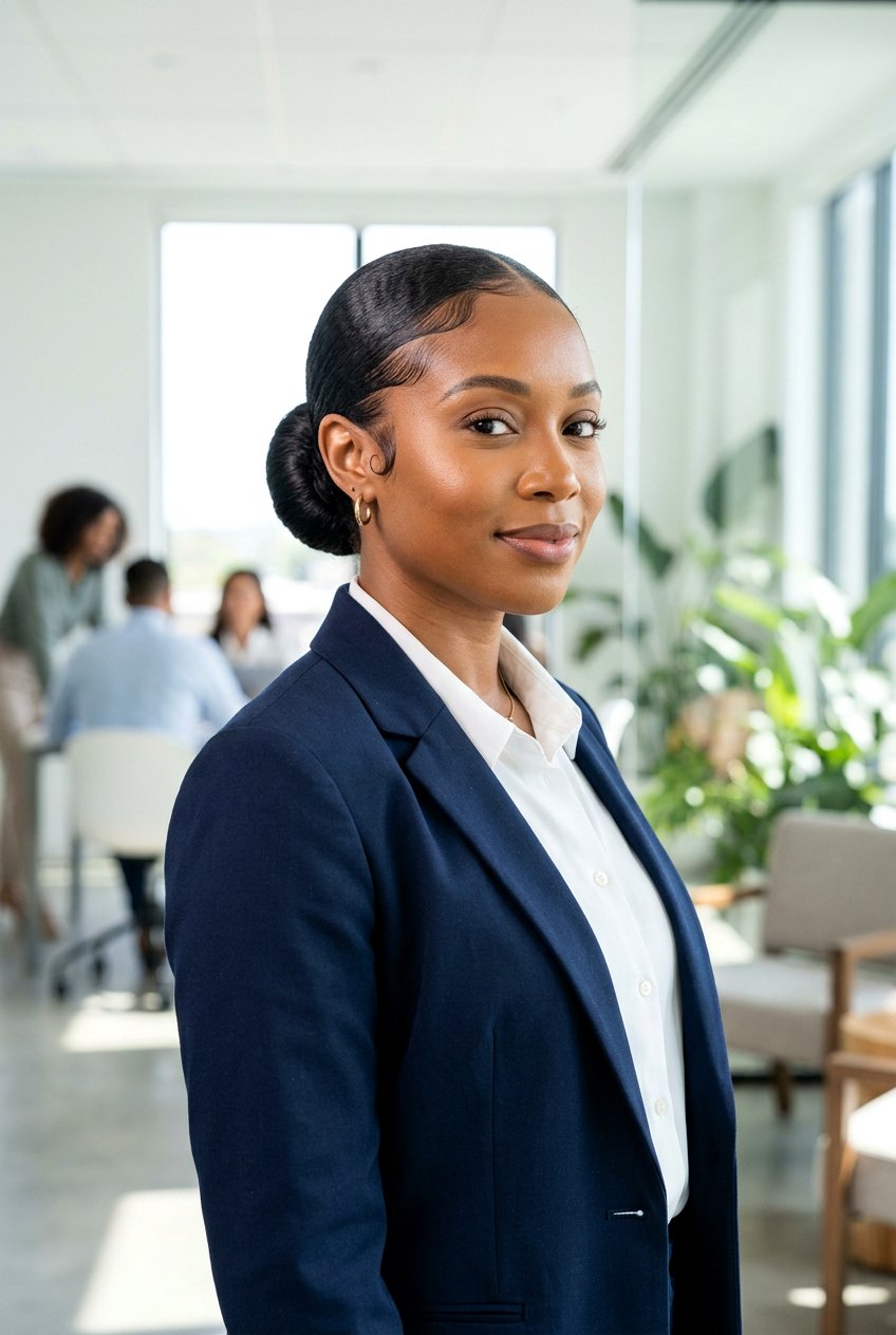 Sleek Low Bun with Laid Edges - 20 no braid hairstyles - 20 no braid hairstyles