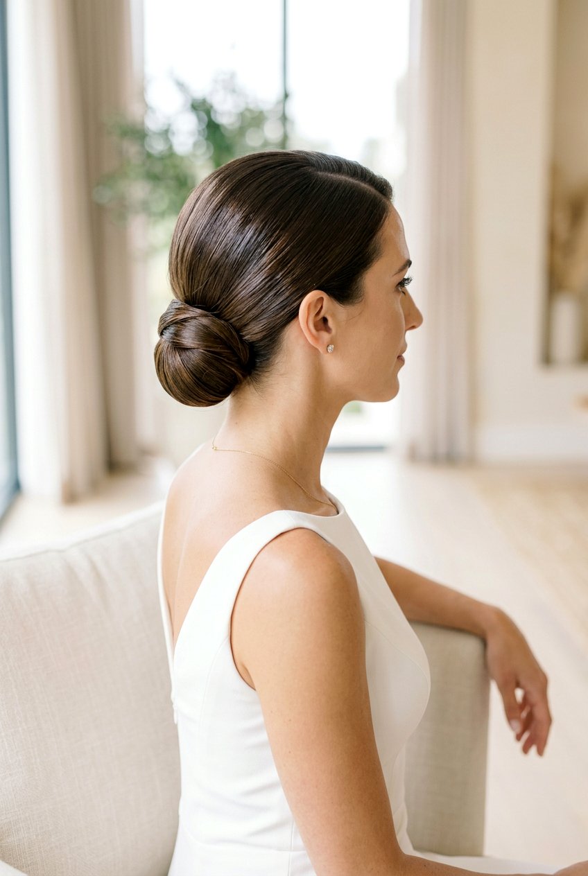 Sleek Low Chignon - 20 bridal hair ideas for women - 20 bridal hair ideas for women