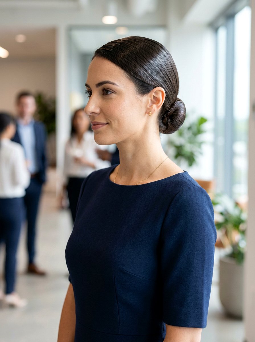 Sleek Low Chignon - 20 rainy day bun hairstyle - 20 rainy day bun hairstyle