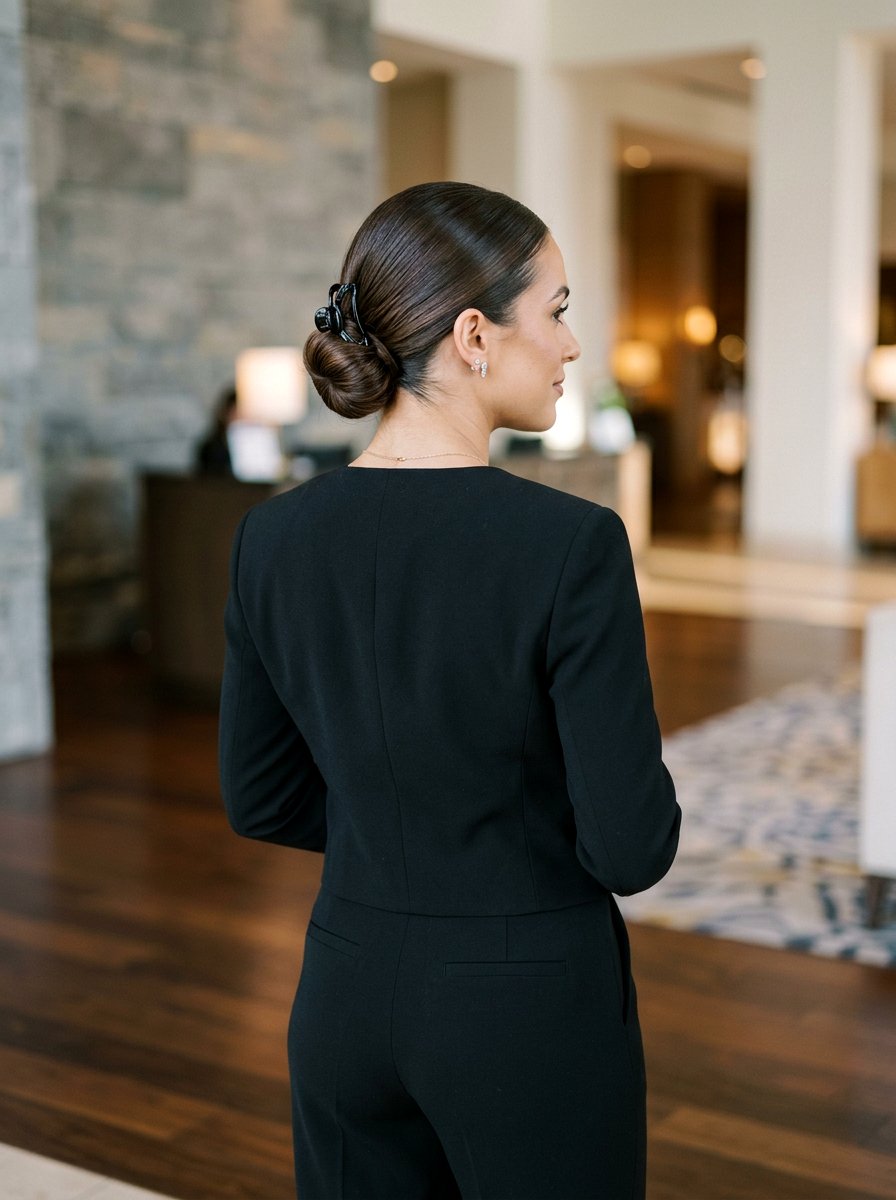 Sleek Low Claw Clip Bun - 20 vacation hairstyle with claw clip bun - 20 vacation hairstyle with claw clip bun