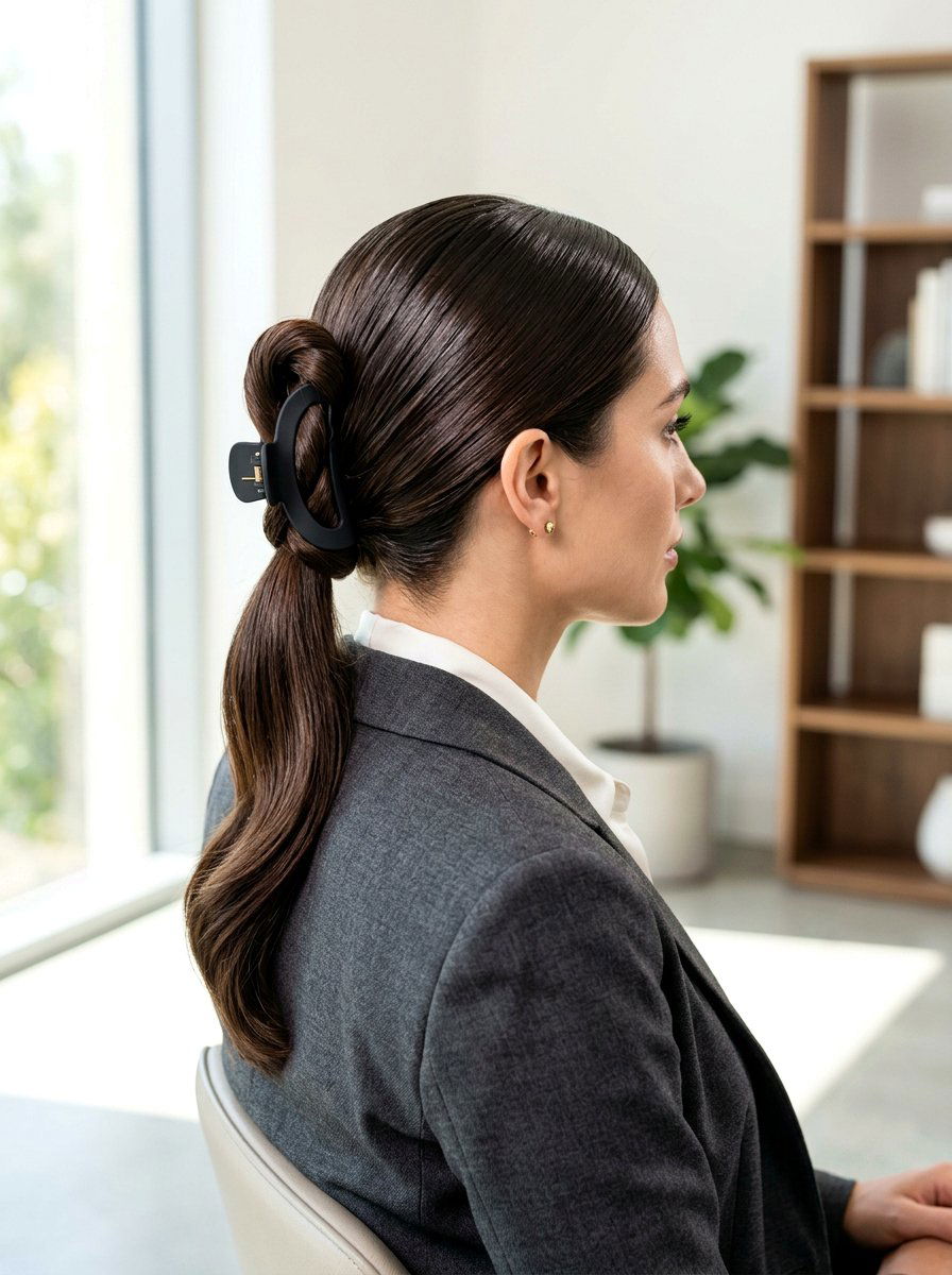 Sleek Low Claw Clip Ponytail - 20 claw clip ponytail for fine hair women - 20 claw clip ponytail for fine hair women