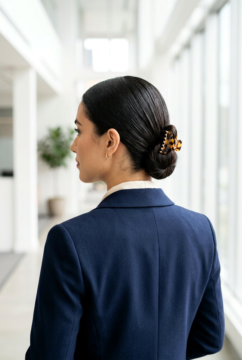 Sleek Low Claw Clip Updo - 20 claw clip hairstyles - 20 claw clip hairstyles