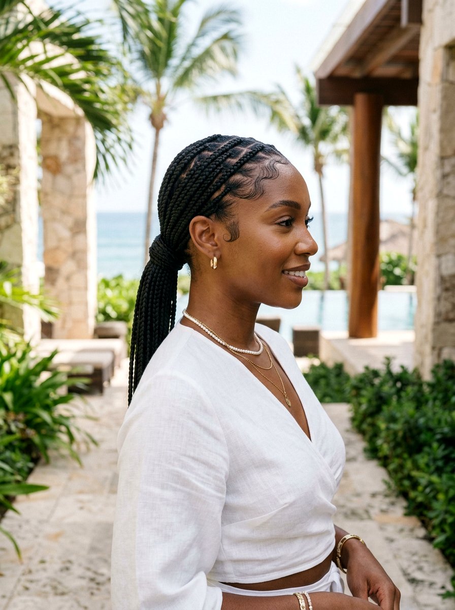 Sleek Low Knotless Braid Ponytail - 20 sleek hairstyle with low ponytail - 20 sleek hairstyle with low ponytail