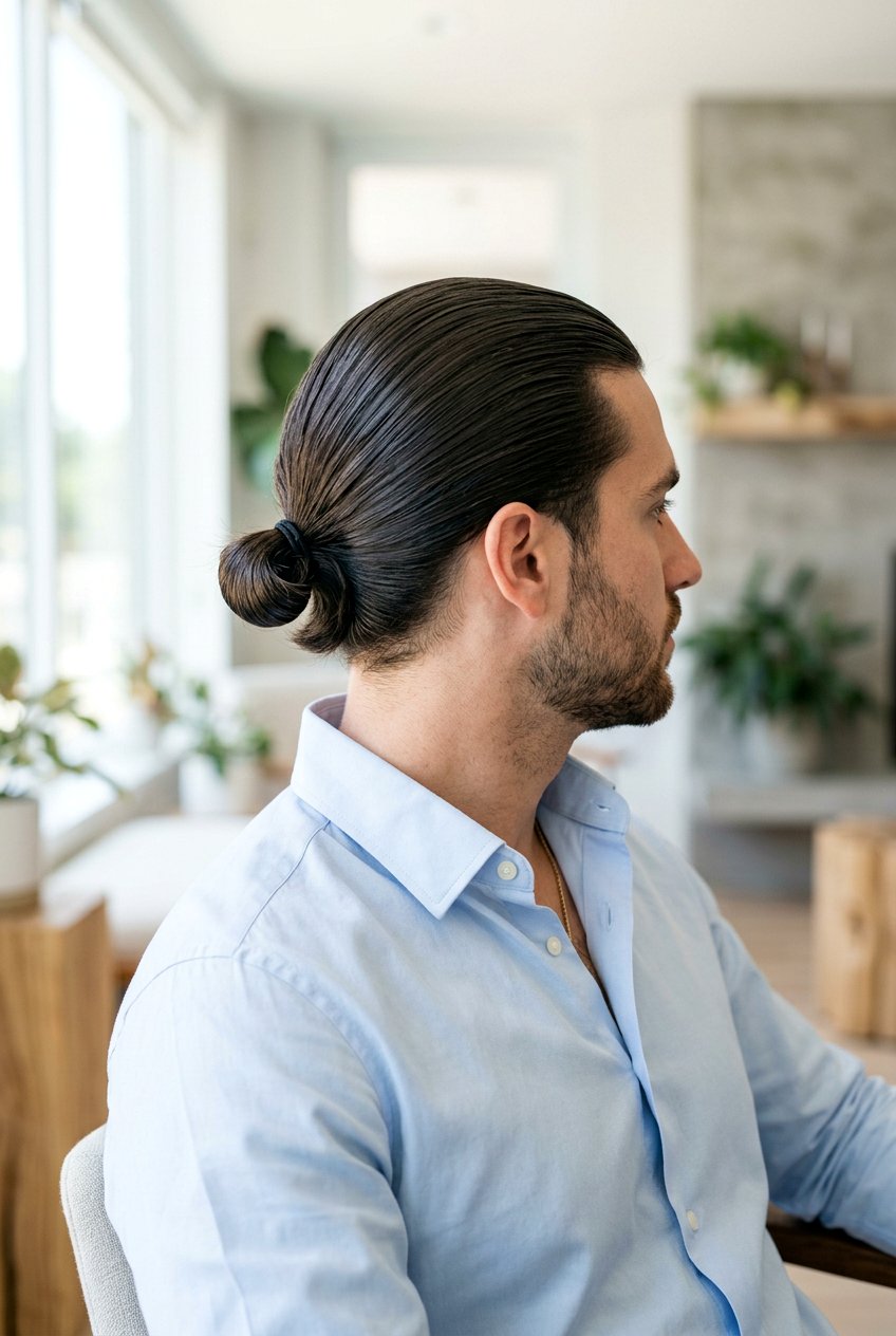 Sleek Low Man Bun - 20 low man bun hairstyle - 20 low man bun hairstyle