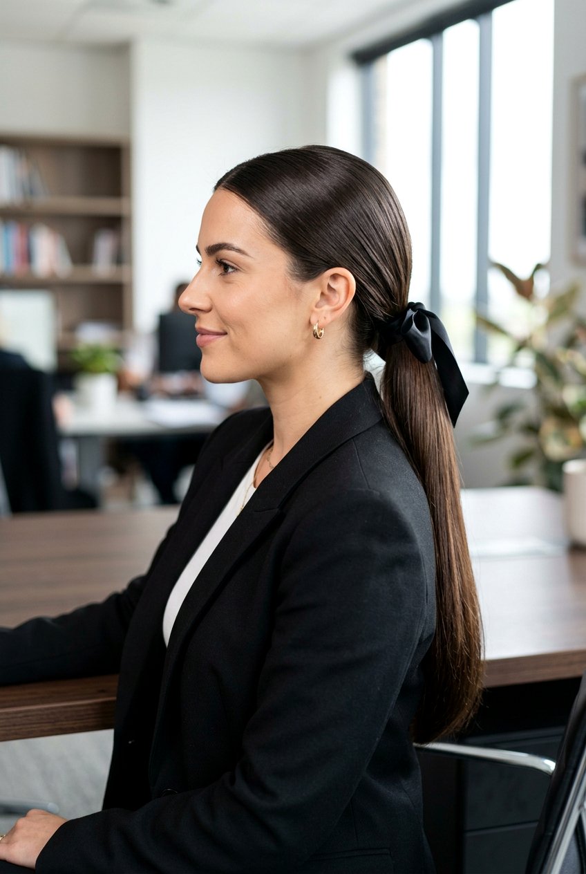 Sleek Low Ponytail - 20 simple college hairstyle for girls - 20 simple college hairstyle for girls