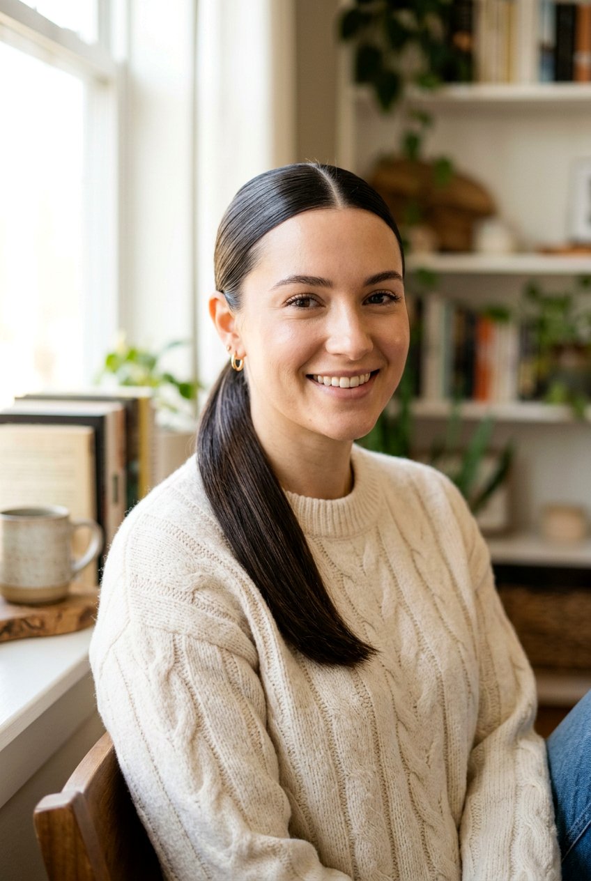 Sleek Low Ponytail - 20 library friendly hairstyles - 20 library friendly hairstyles