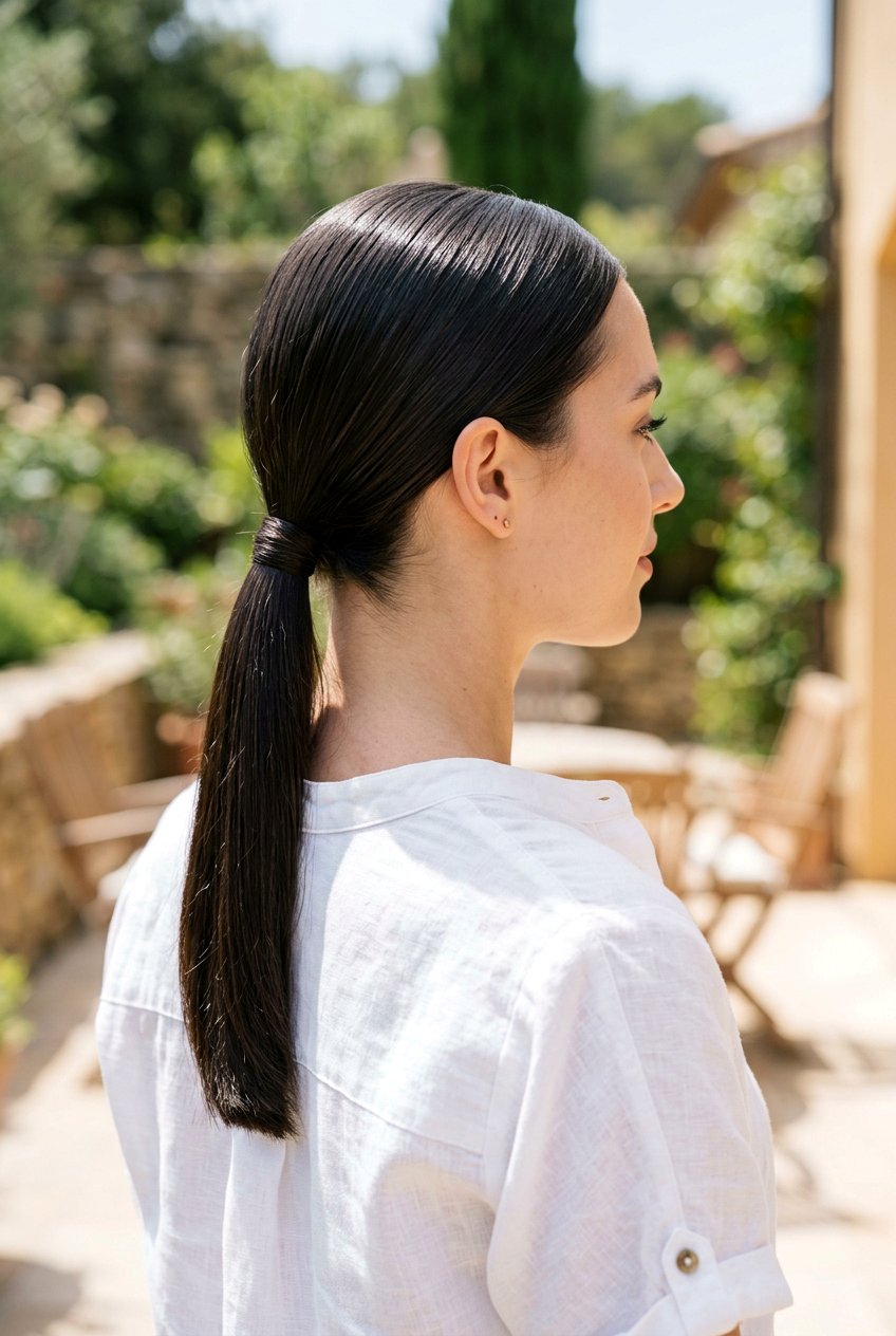 Sleek Low Ponytail - 20 summer hairstyles for women - 20 summer hairstyles for women