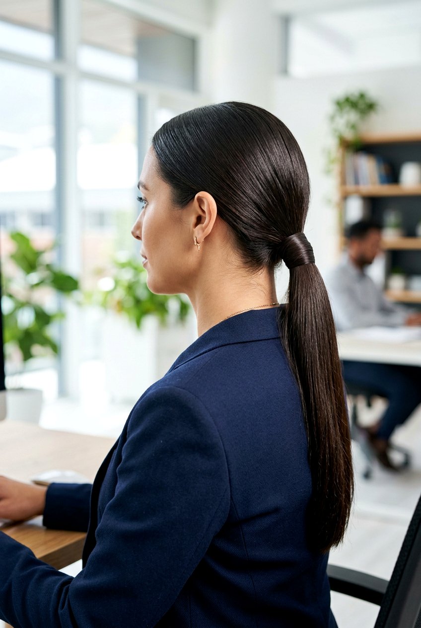 Sleek Low Ponytail - 20 corporate ponytail hairstyle - 20 corporate ponytail hairstyle