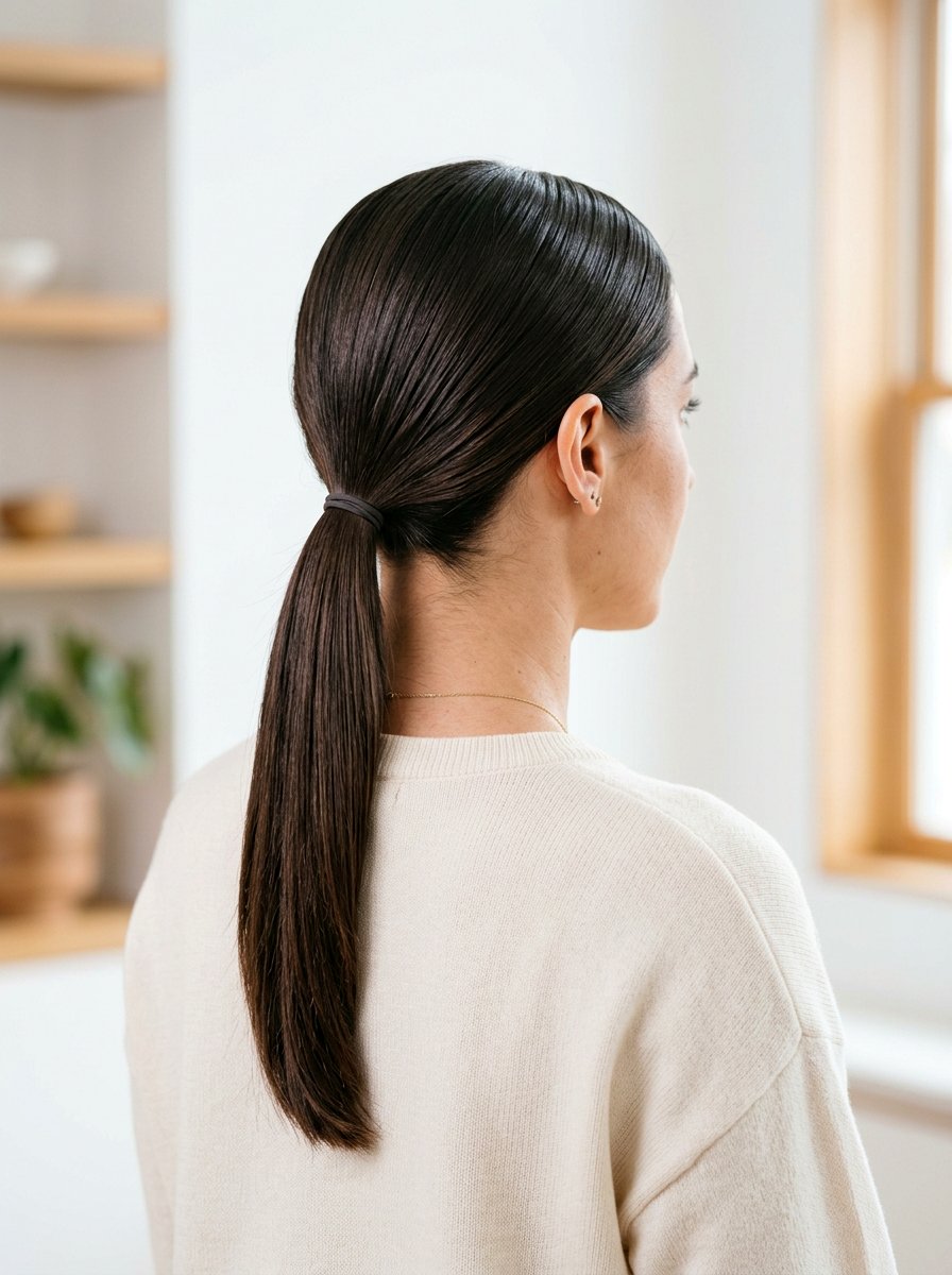 Sleek Low Ponytail - 20 cute hairstyle for amusement park - 20 cute hairstyle for amusement park