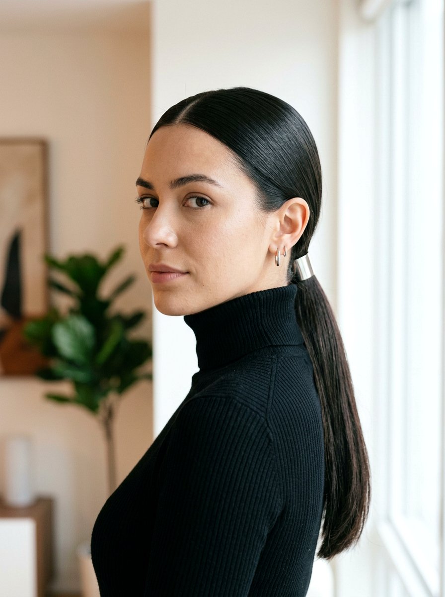 Sleek Low Ponytail - 20 lazy heatless hairstyles for mornings - 20 lazy heatless hairstyles for mornings