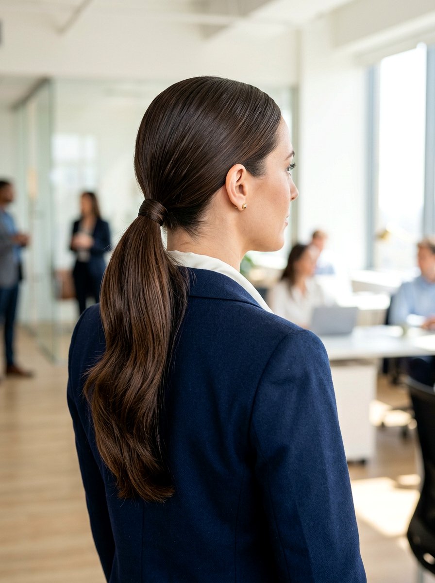 Sleek Low Ponytail - 20 quick hairstyle for thick coarse hair - 20 quick hairstyle for thick coarse hair