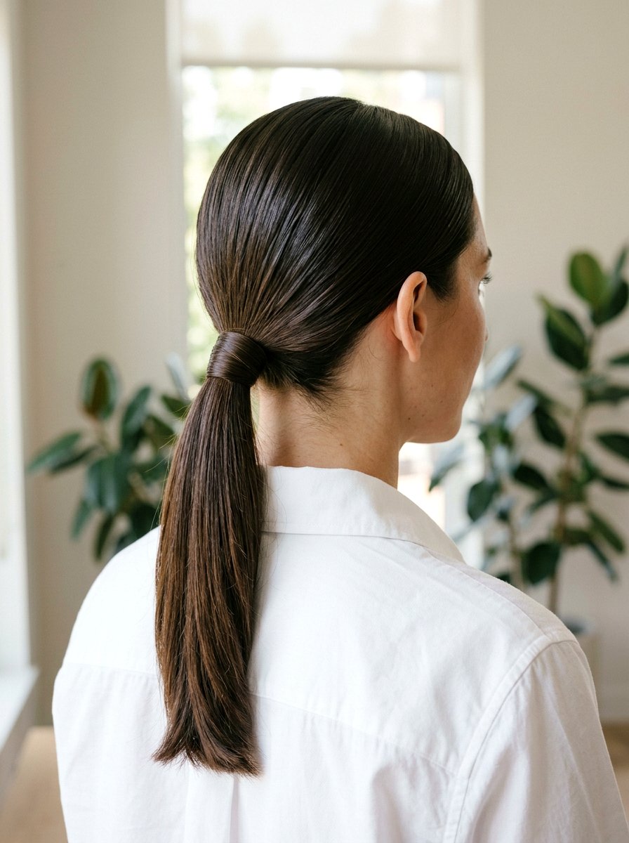 Sleek Low Ponytail - 20 simple hairstyle for graduation day - 20 simple hairstyle for graduation day