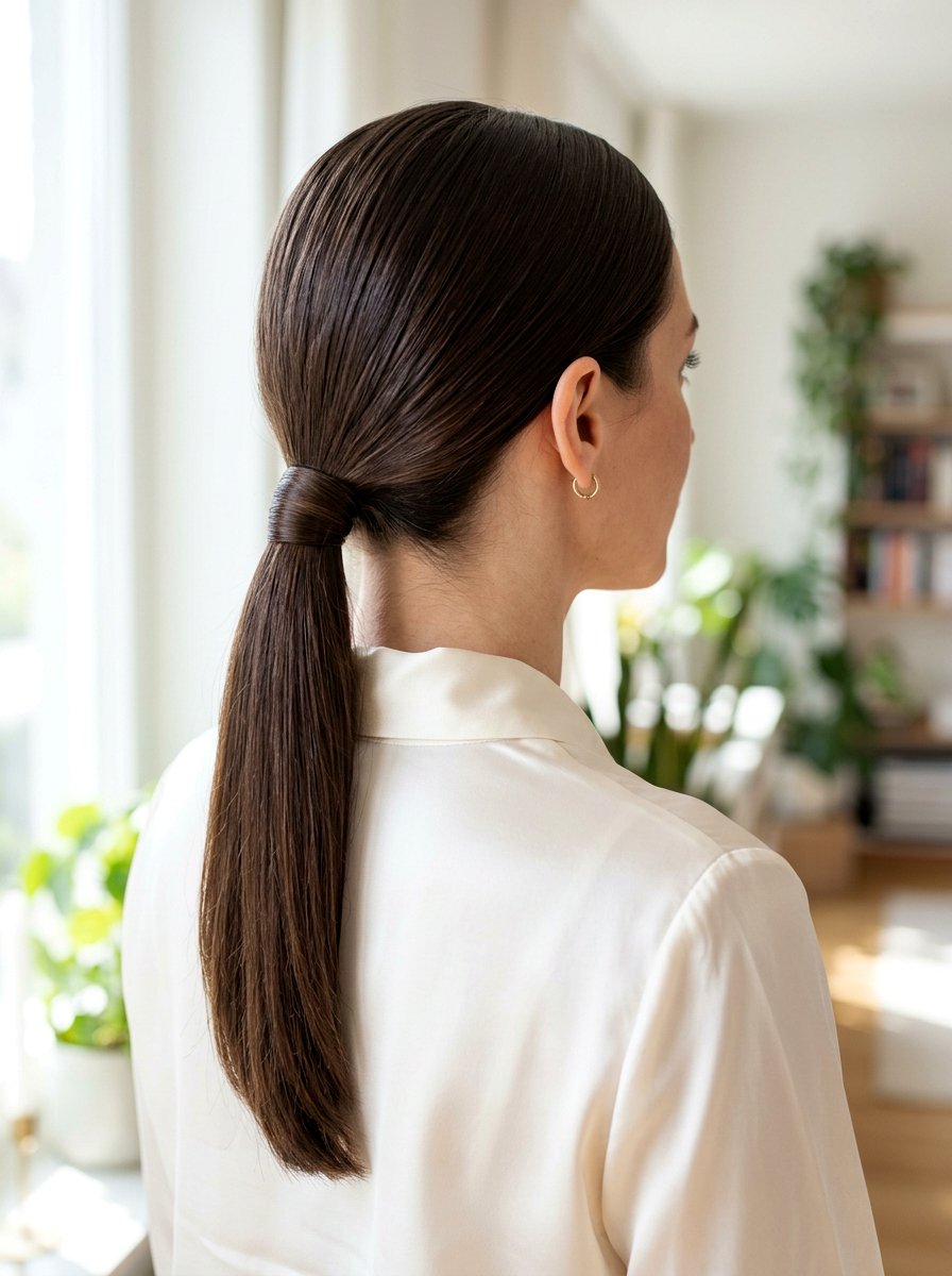 Sleek Low Ponytail - 20 simple hairstyle for work dinner - 20 simple hairstyle for work dinner