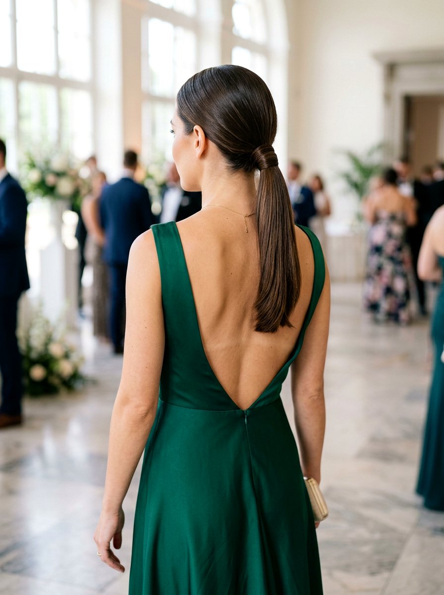Sleek Low Ponytail - 20 sleek hairstyle for wedding guest - 20 sleek hairstyle for wedding guest