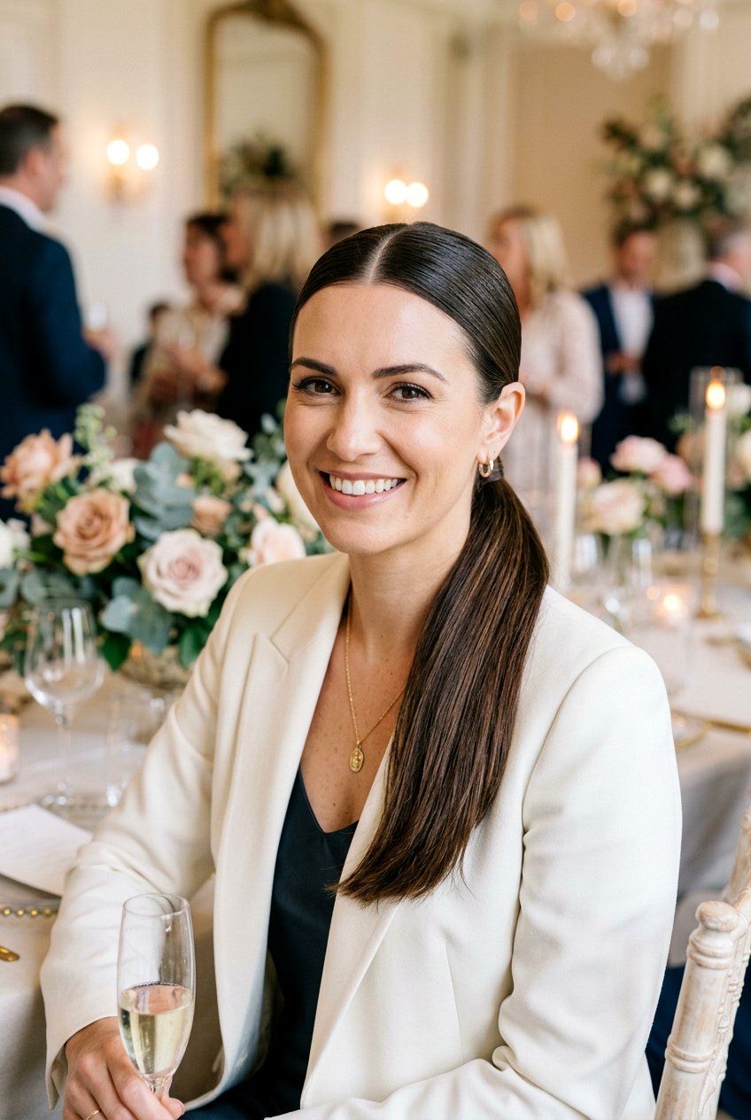 Sleek Low Ponytail Anniversary Hairstyle - 20 anniversary hairstyles - 20 anniversary hairstyles