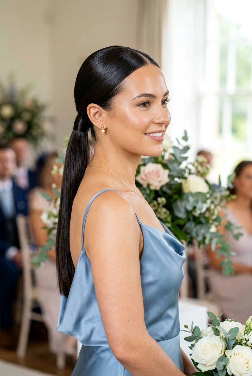 Sleek Low Ponytail Bridesmaid Hairstyle - 20 bridesmaid low ponytail hairstyle - 20 bridesmaid low ponytail hairstyle