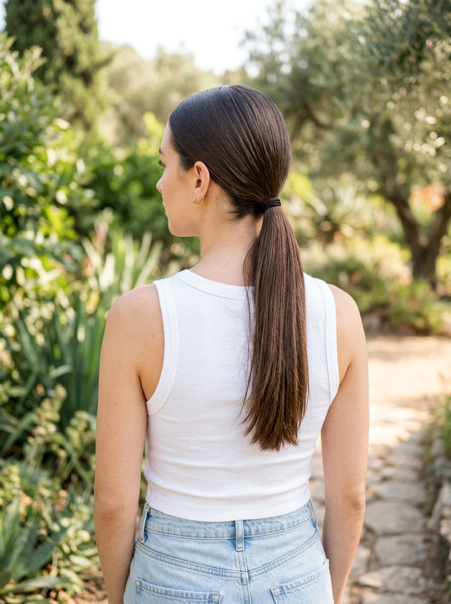 Sleek Low Ponytail For Humidity - 20 hot weather hairstyles for women - 20 hot weather hairstyles for women