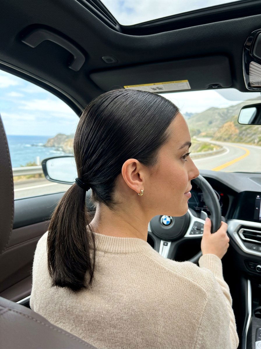Sleek Low Ponytail For Long Drives - 20 road trip ponytail hairstyles - 20 road trip ponytail hairstyles